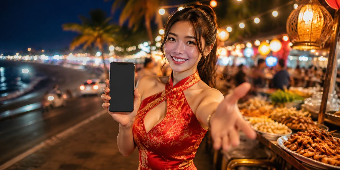 Khu chợ đêm Mũi Né nhộn nhịp với đèn sáng